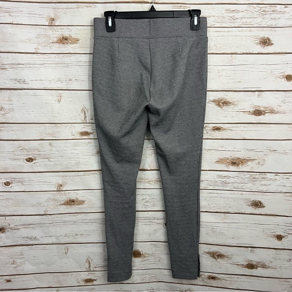 Loft Black White Micro Houndstooth Pull On Skinny Pants Button Ankle - Picture 5 of 7